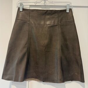 Zara Dark Brown Leather A-Line Skirt